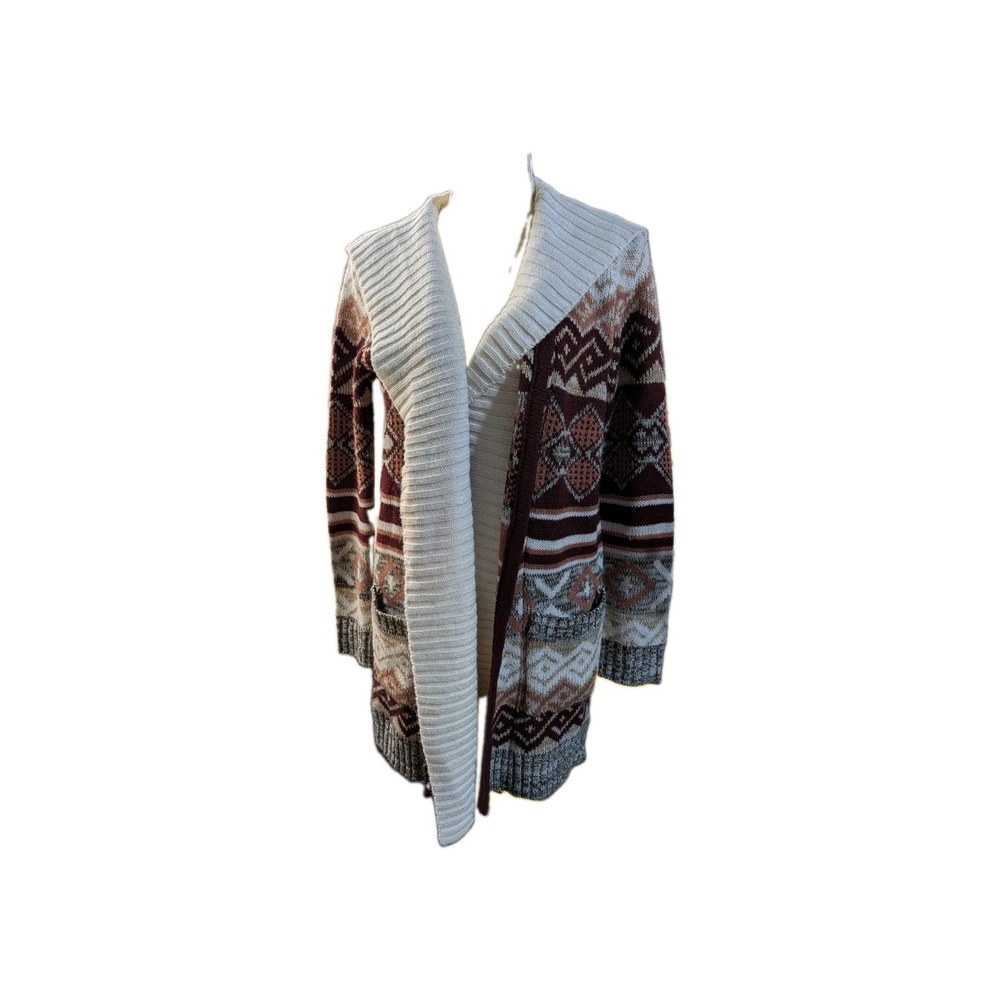 Absolutely Famous Women's Sweater Cardigan Open With Hood Size S Multicolor Acry